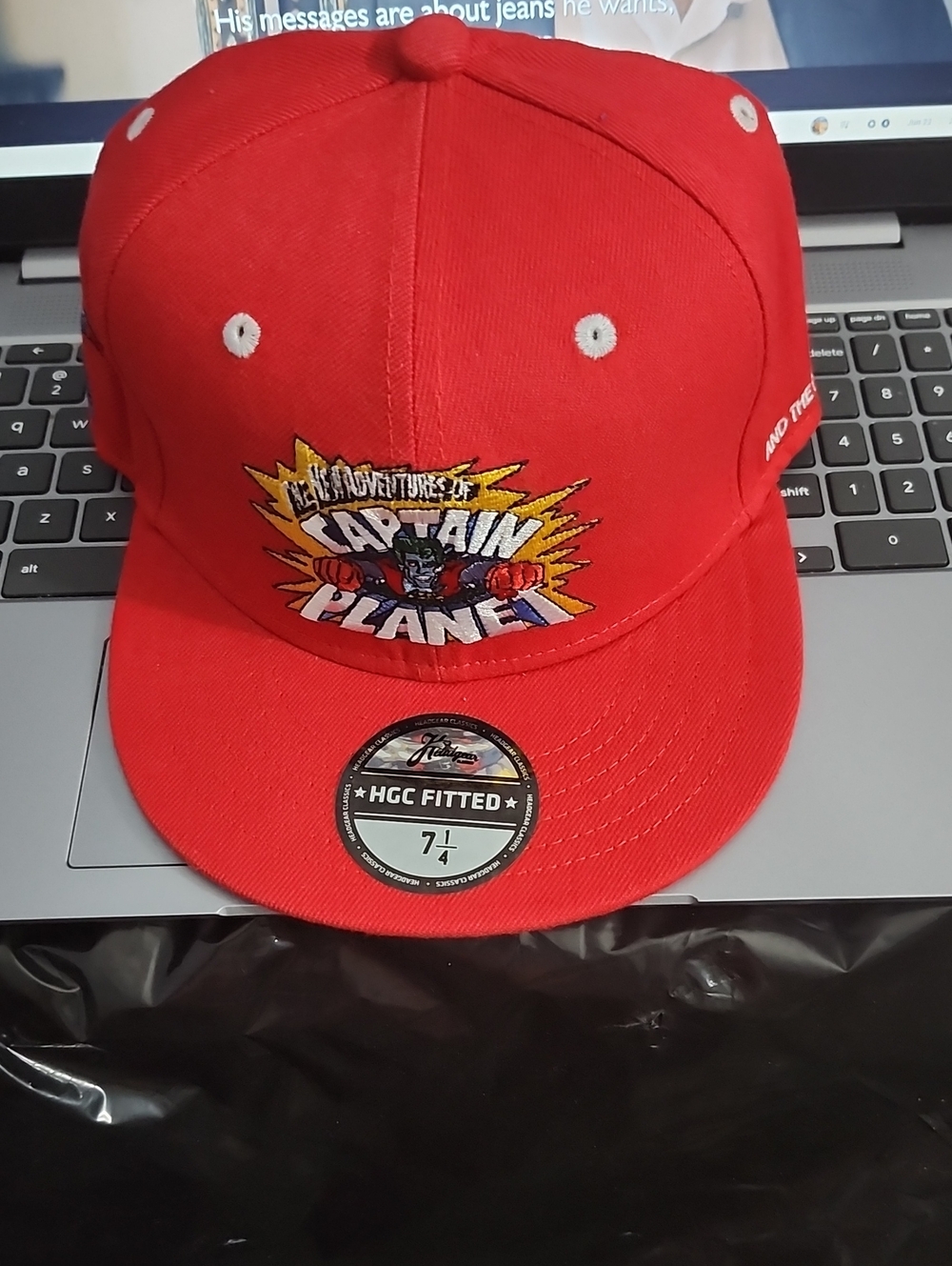 Captain Planet Red Fitted Snapback Hat - HGC Fitted 7 1/4